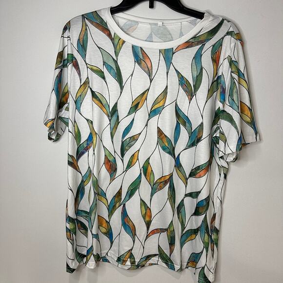 Tops - Unbranded Women's XXL Short Sleeve Colorful Multi-Colored Shirt, NEW without tag